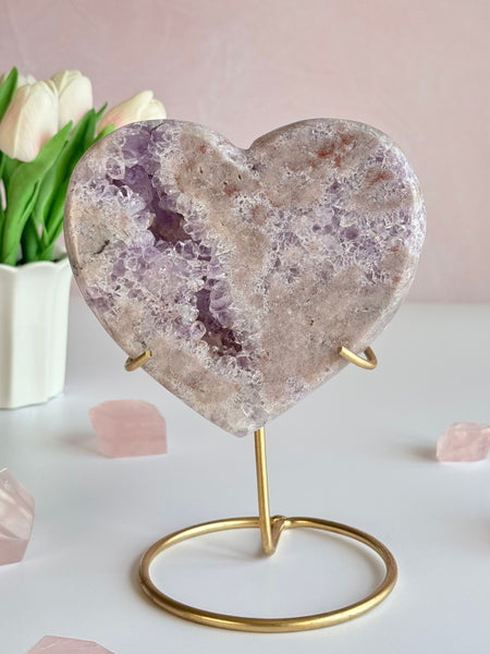 Beautiful Pink Amethyst Heart with Druzy