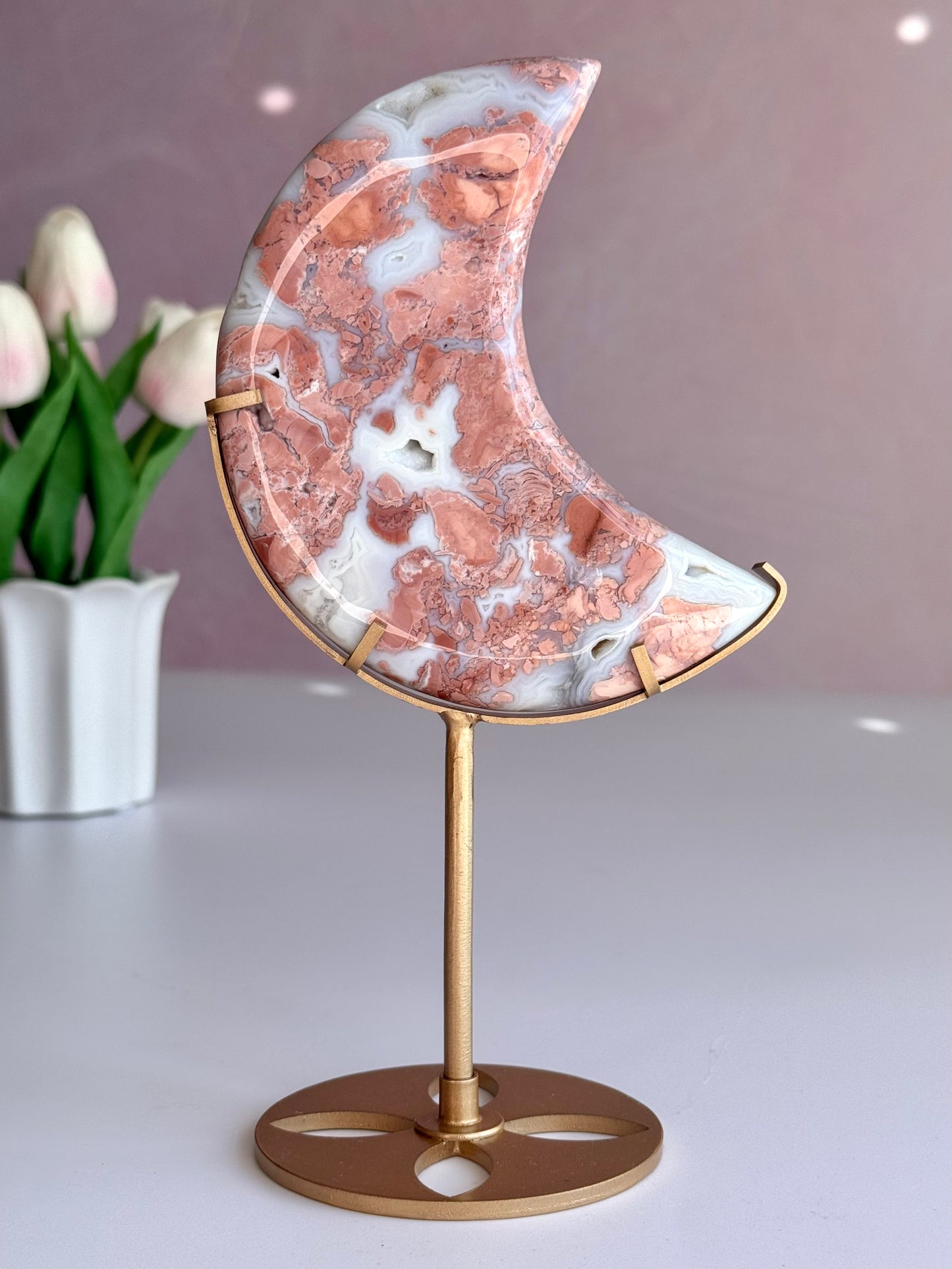Cotton Candy Agate Moon