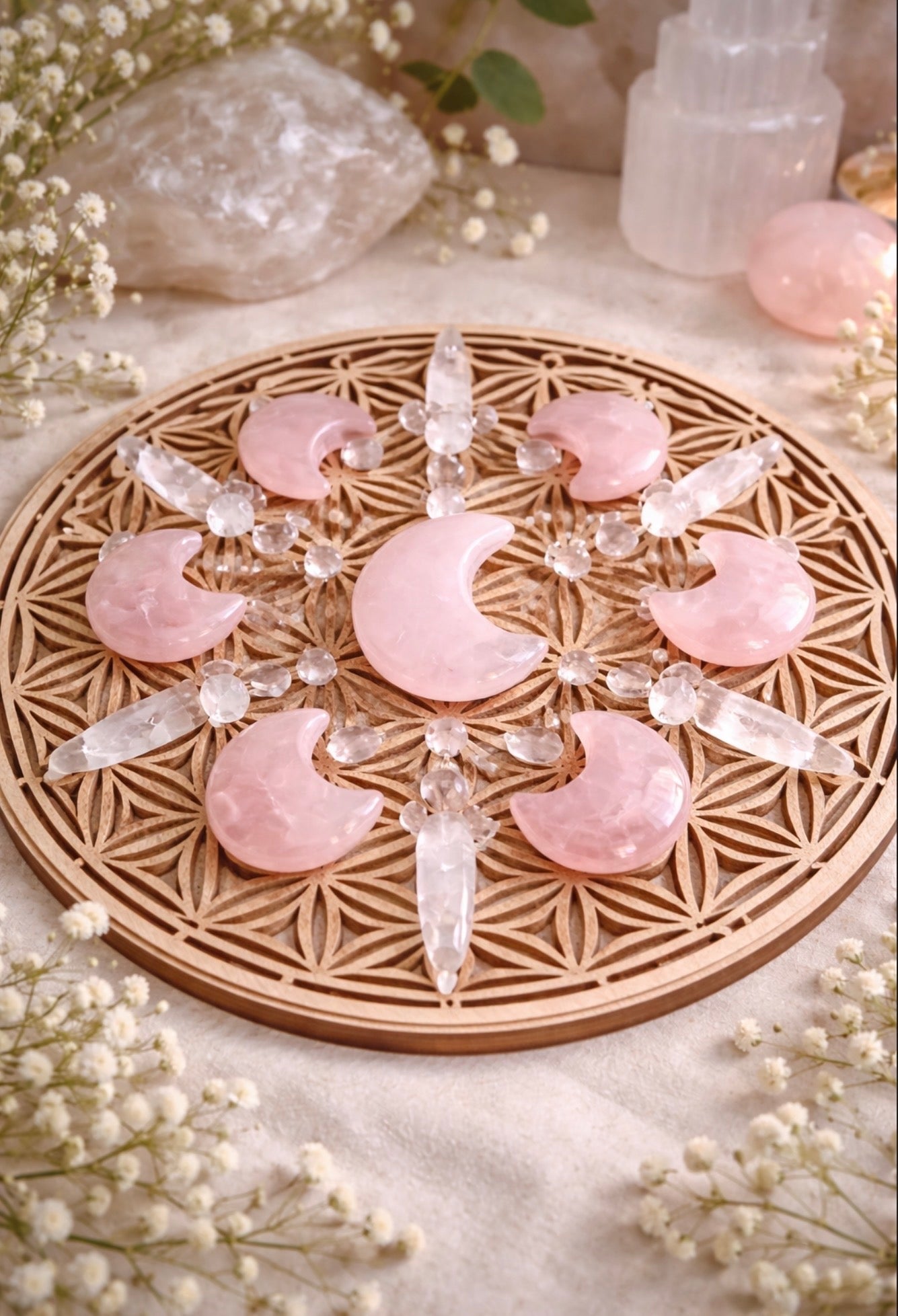 Rose Quartz Crescent Moon