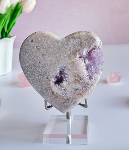 Pink Amethyst Heart with druzy