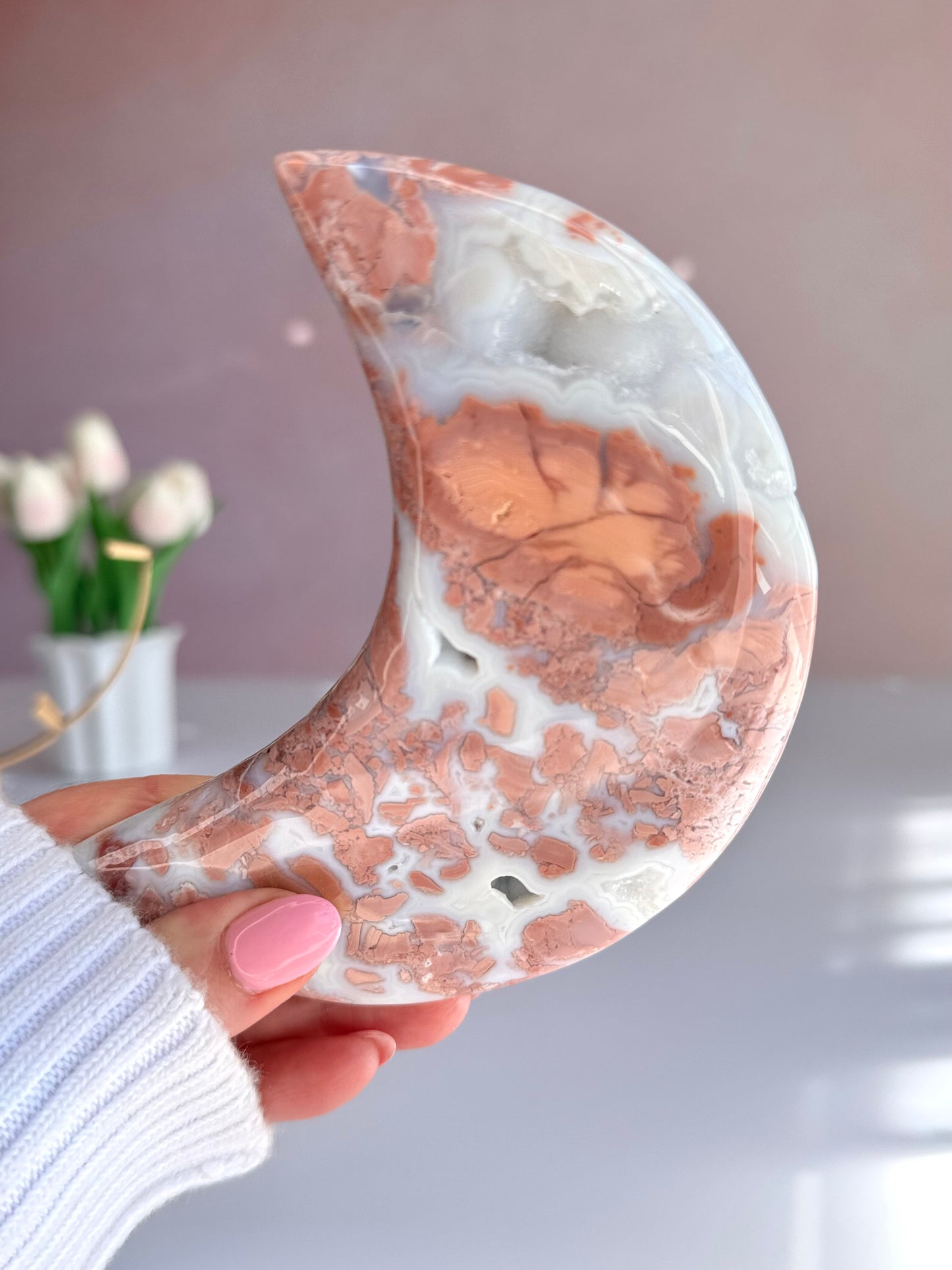 Cotton Candy Agate Moon