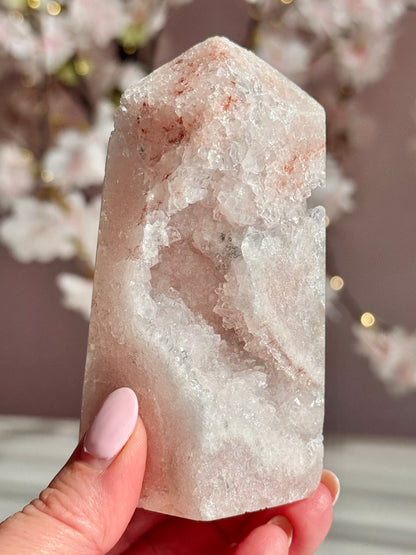 Soft Blush Pink Amethyst Druzy Tower