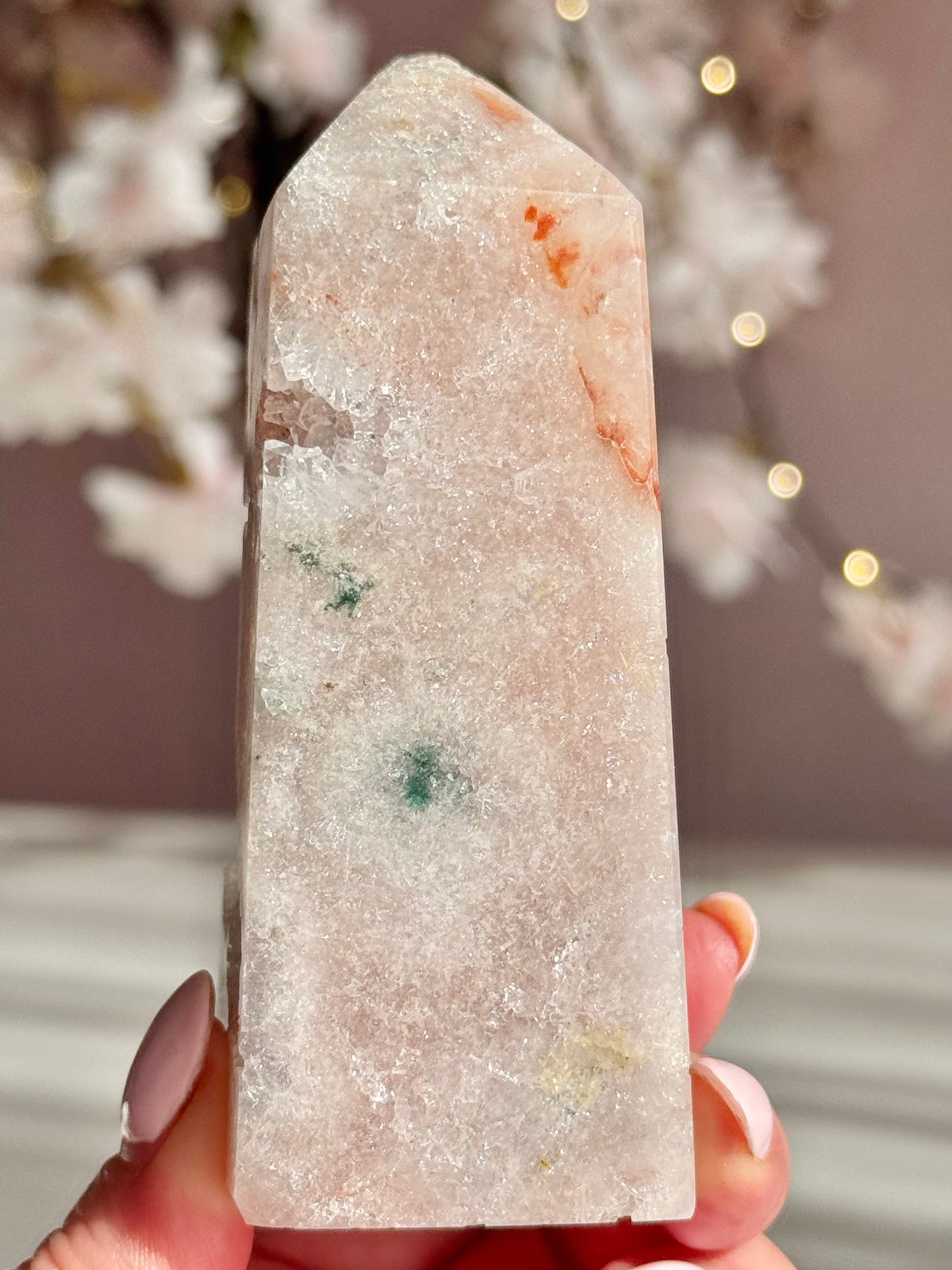 Soft Blush Pink Amethyst Druzy Tower