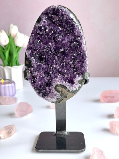 Amethyst Cluster from Uruguay on Custom Stand