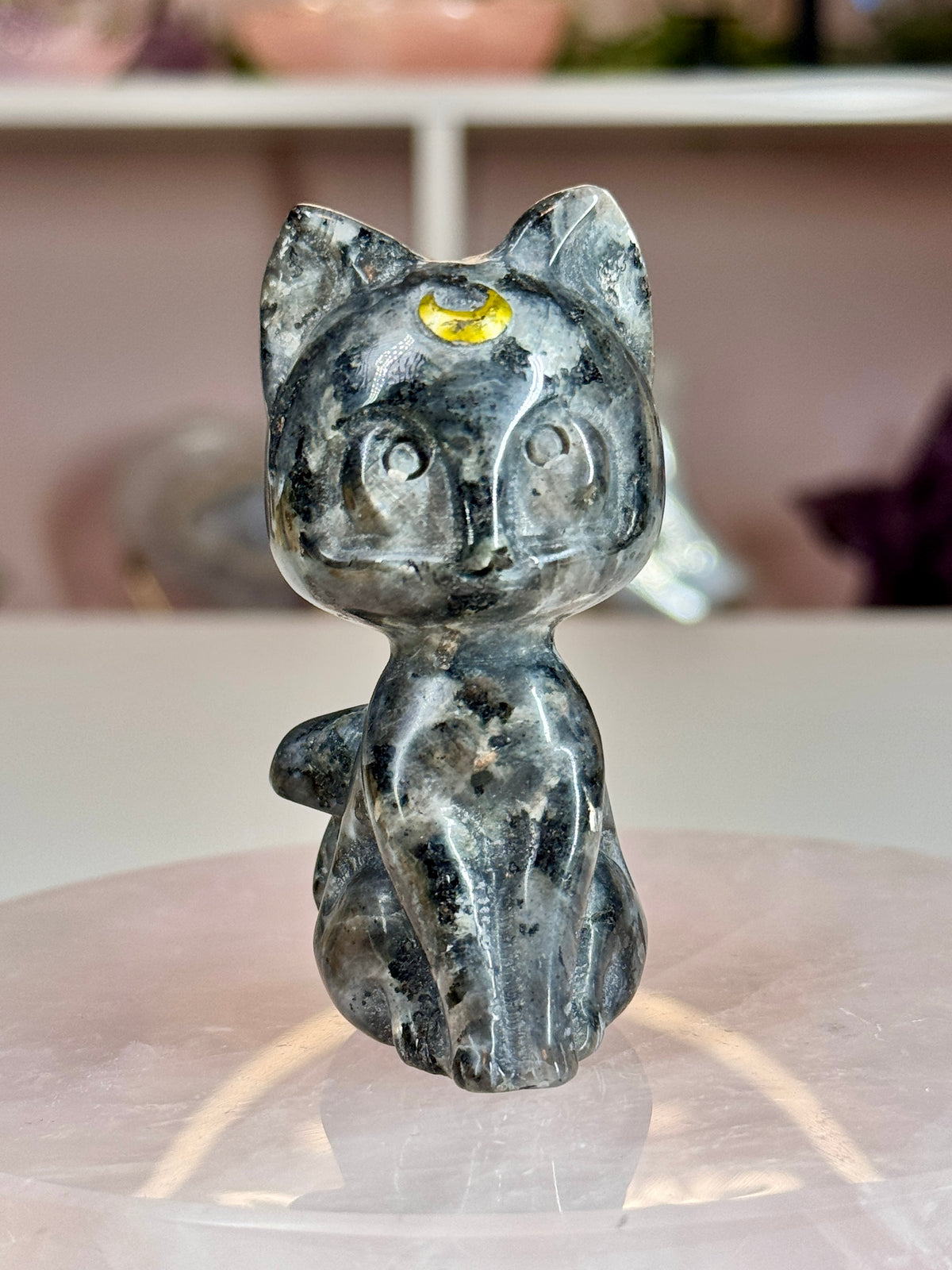 Luna Crystal Cats | Crescent Moon Cat Carvings | 4 Crystal Options