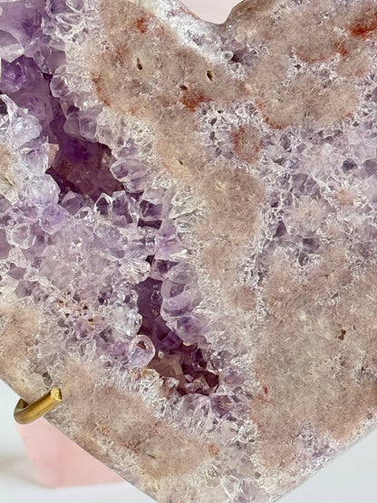 Beautiful Pink Amethyst Heart with Druzy