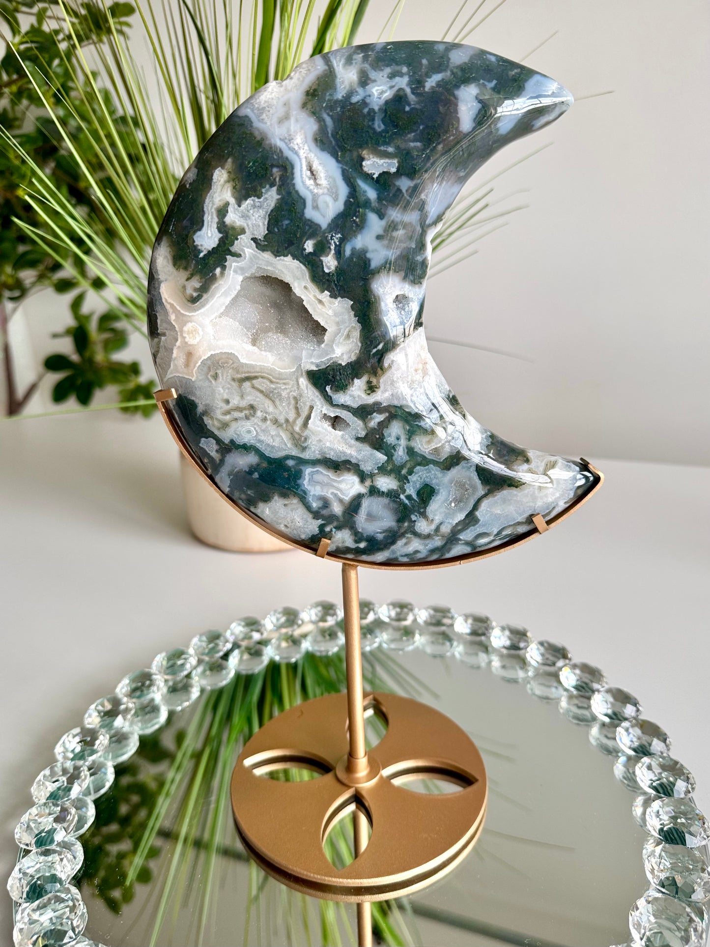 Moss Agate Moon | Growth • Balance • New Beginnings Crystal