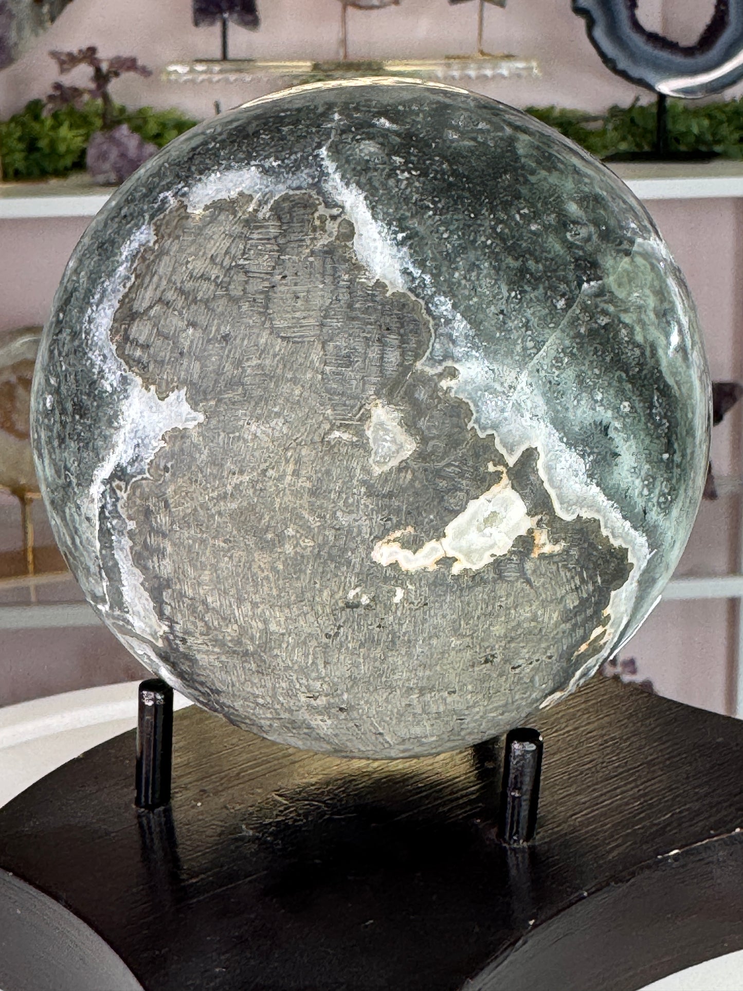 Large Uruguay Green Amethyst Druzy Sphere