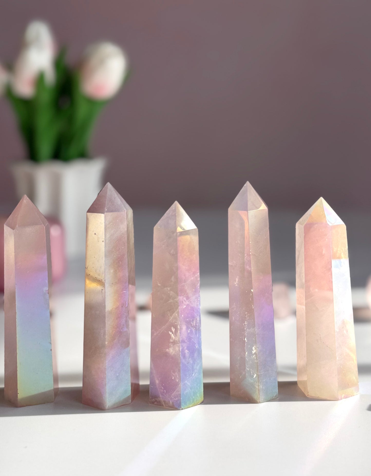 Angel Aura Rose Quartz Point