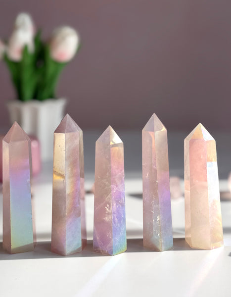 Angel Aura Rose Quartz Point