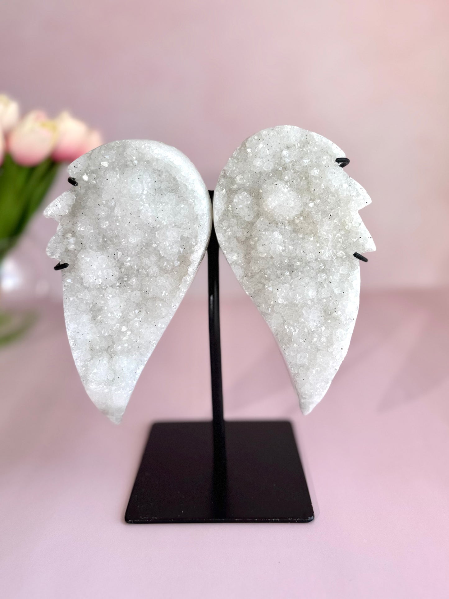 White Amethyst Druzy Angel Wings
