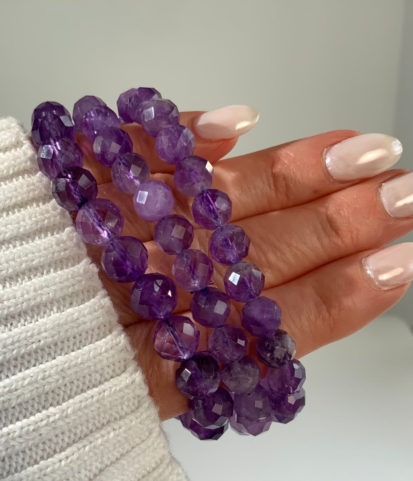 Faceted Amethyst Bracelet – 7mm Crystal Bead Bracelet | Peace, Calm & Intuition