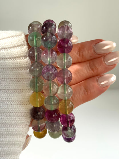 Rainbow Fluorite Bracelet –  Crystal Bead Bracelet | Focus & Clarity Stone