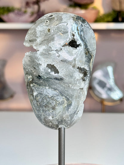 Uruguay White Druzy Quartz Geode | Sparkling Natural Crystal Formation