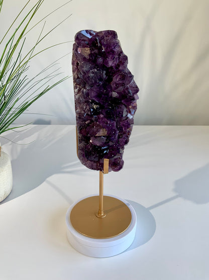 Deep Purple Amethyst Cluster with Sugar Druzy | High-Vibration Statement Crystal