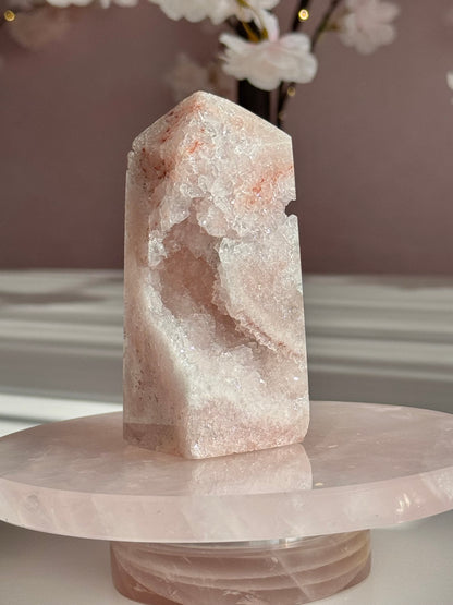 Soft Blush Pink Amethyst Druzy Tower