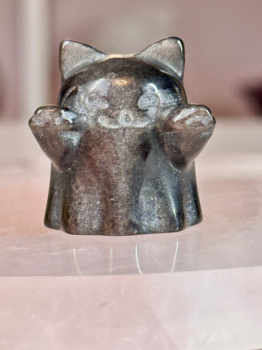 Mini Silver sheen obsidian ghost