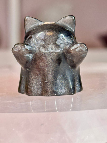 Mini Silver sheen obsidian ghost