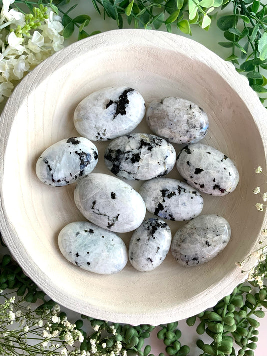 Rainbow moonstone palm stones-intuition, Balance & Inner Peace Crystal