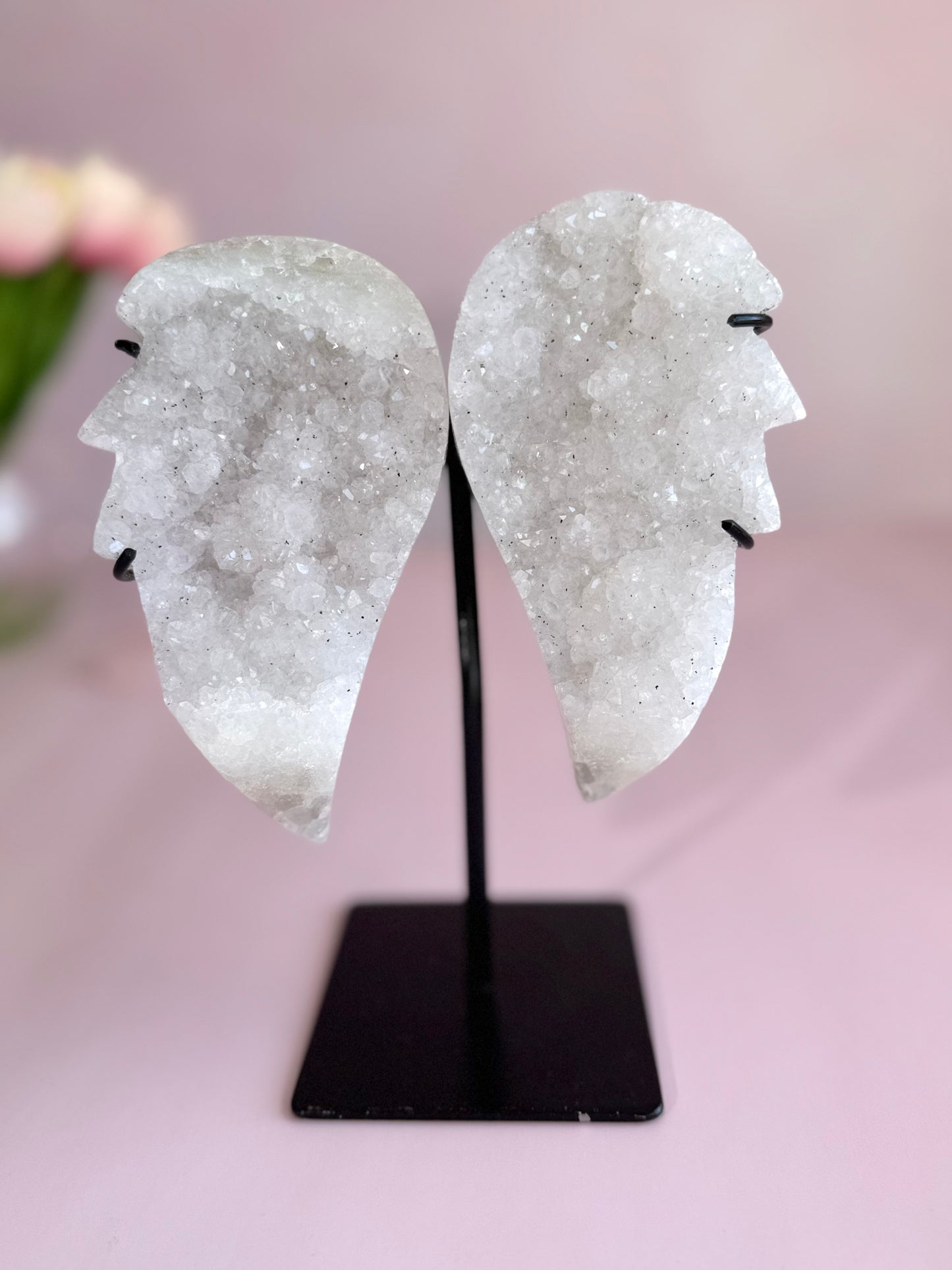 White Amethyst Druzy Angel Wings