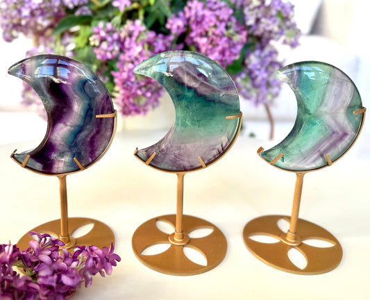 Flourite Crystal Moon with Stand