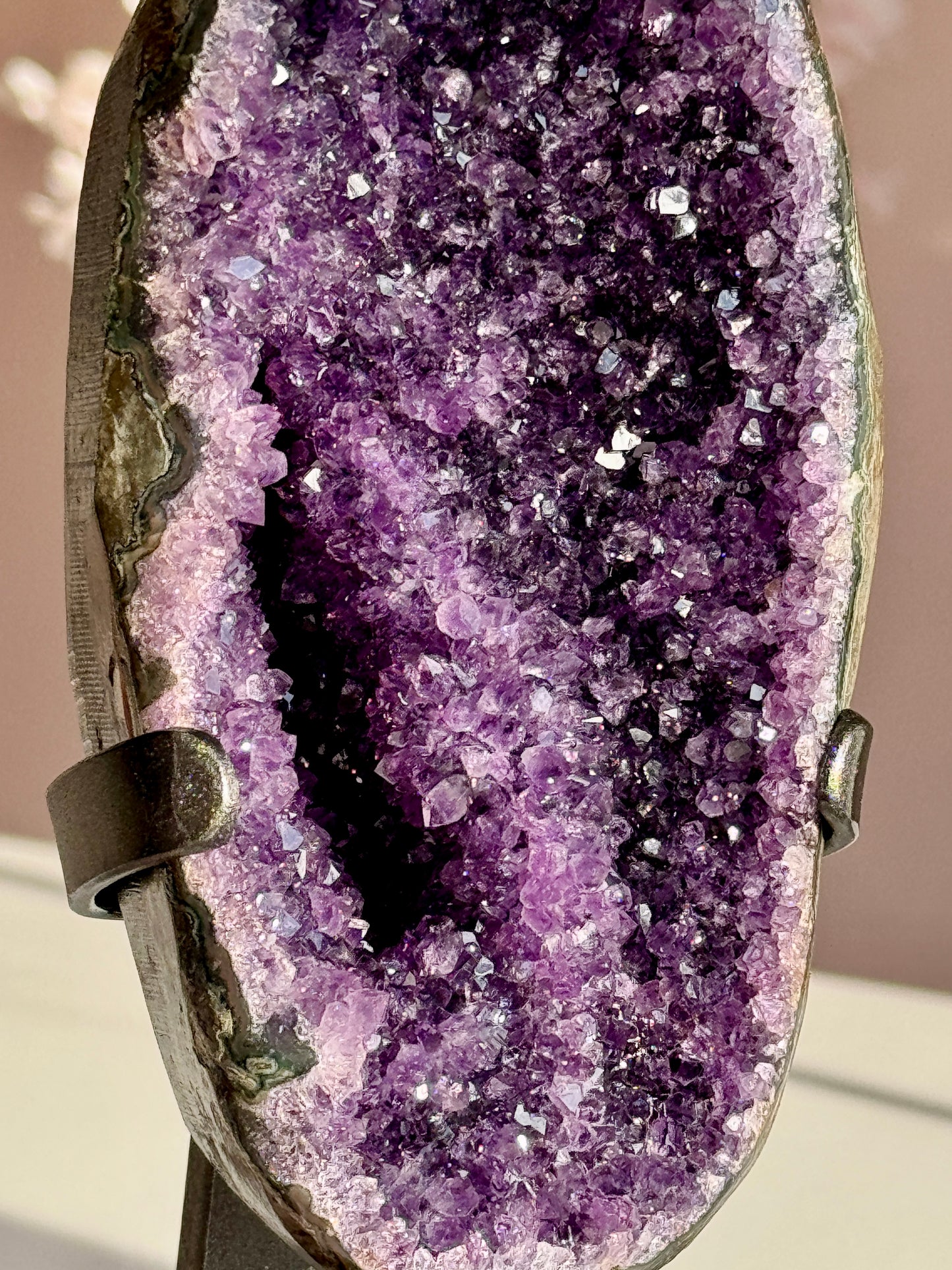 Premium Uruguay Amethyst Geode on Custom Stand | Deep Purple Collector Quality Crystal