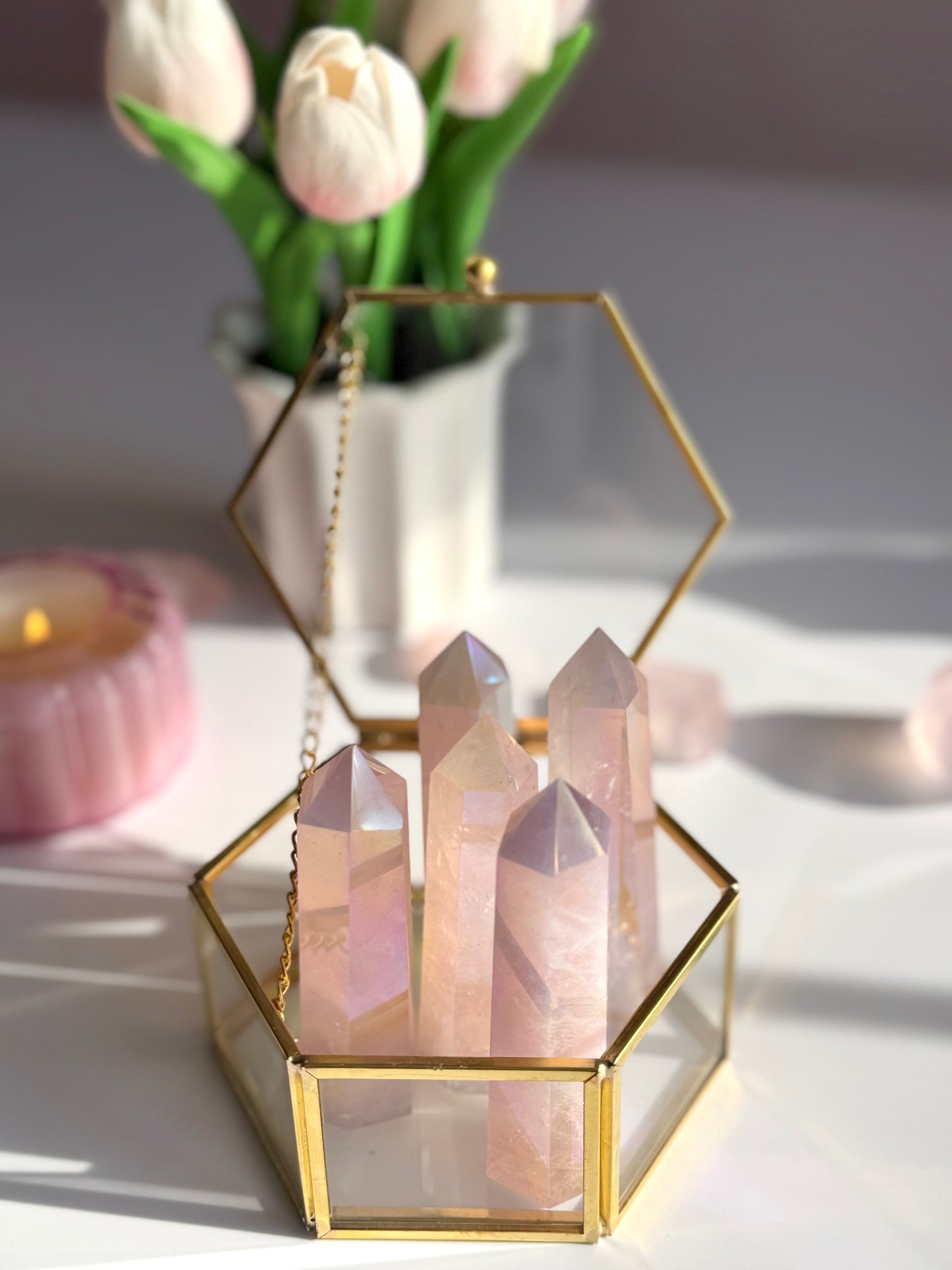 Angel Aura Rose Quartz Point