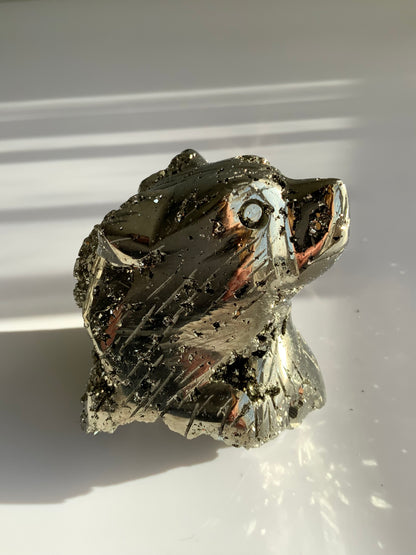 Pyrite Bear Carving – Strength • Protection • Courage