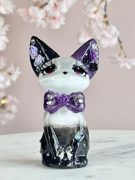Hand Painted Satin Spar Luna Cat
