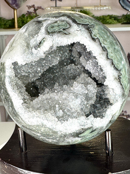 Large Uruguay Green Amethyst Druzy Sphere