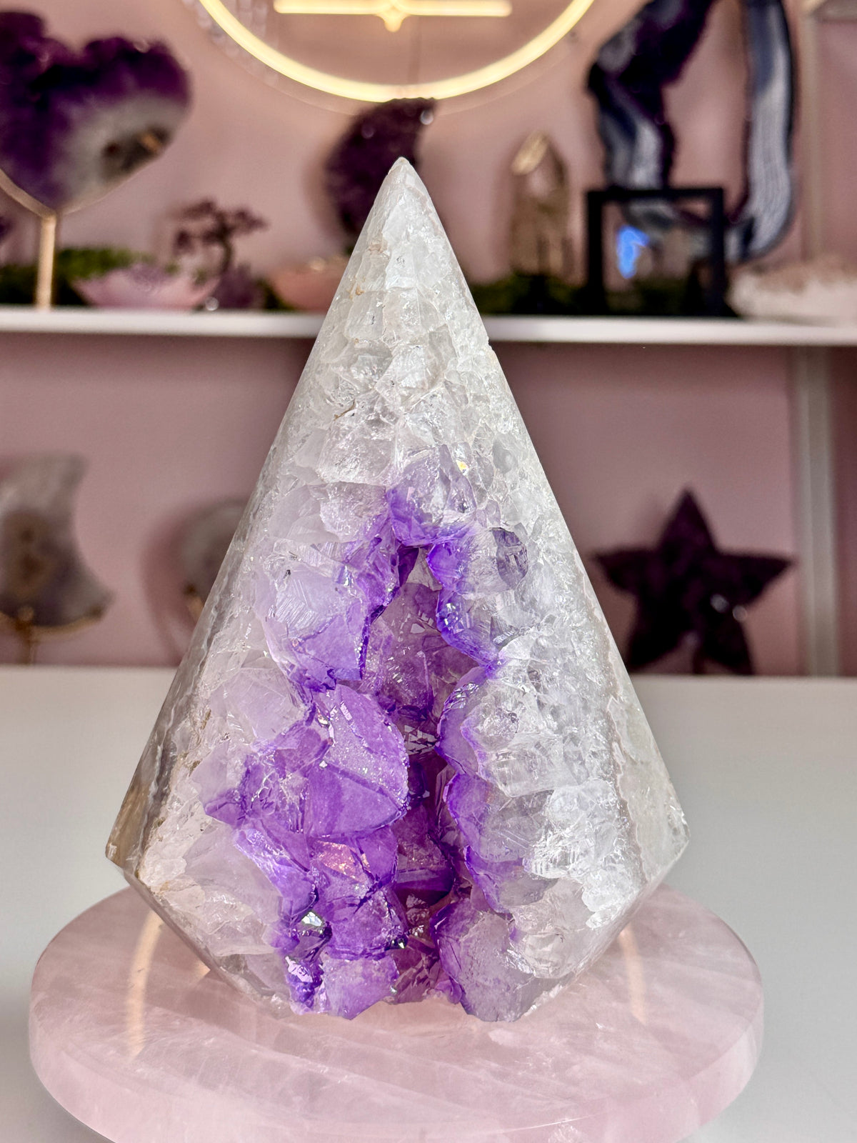Amethyst & Agate Druzy Pyramid | Purple Crystal Pocket with Sugary Sparkle ⭐