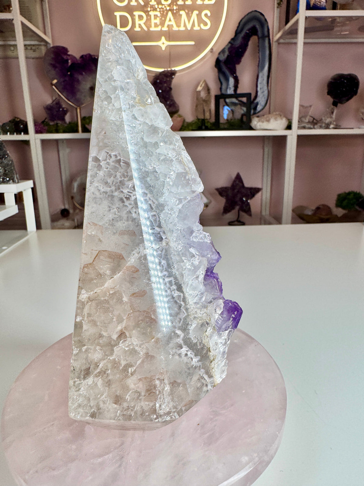 Amethyst & Agate Druzy Pyramid | Purple Crystal Pocket with Sugary Sparkle ⭐