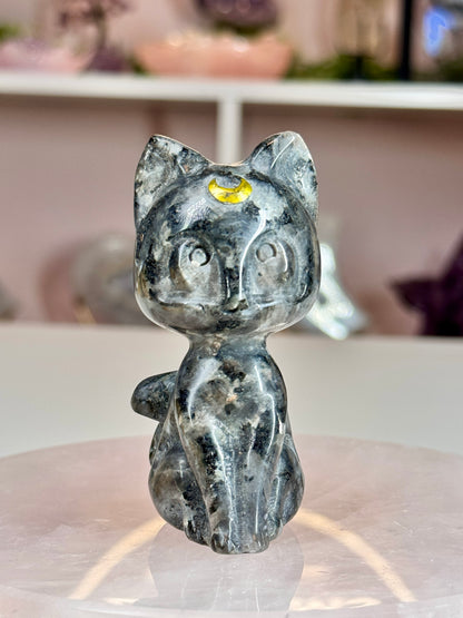 Luna Crystal Cats | Crescent Moon Cat Carvings | 4 Crystal Options