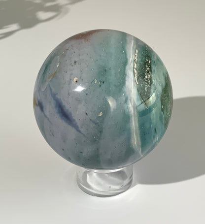 Sea Jasper Sphere – Pastel Ocean Crystal | 90mm Sphere | Green Blue Lavender Stone