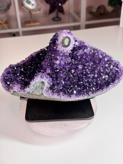 Uruguayan Amethyst Statement Piece with Stalactite Eye | Custom Stand