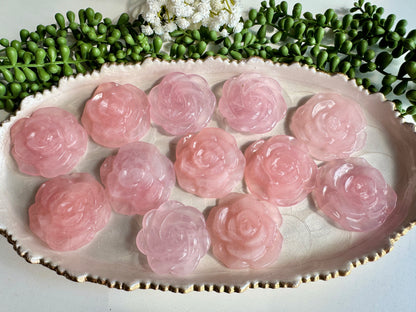 Rose Quartz Rose Carving