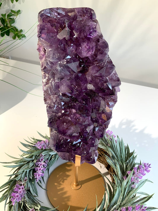 Deep Purple Amethyst Cluster with Sugar Druzy | High-Vibration Statement Crystal