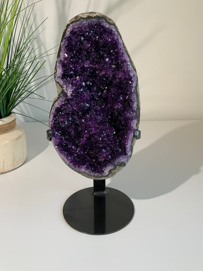 Stunning Deep Uruguay Amethyst Statement Piece on Custom Stand