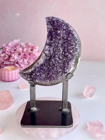 Amethyst Moon on Custom Stand