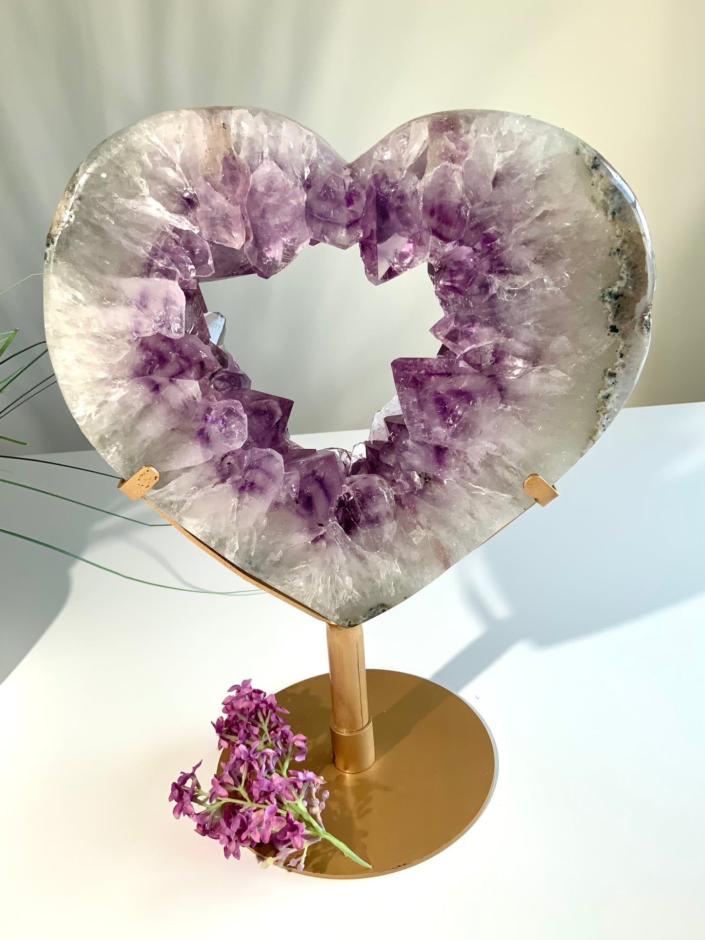 Amethyst Portal Crystal Heart on Stand – Statement Piece