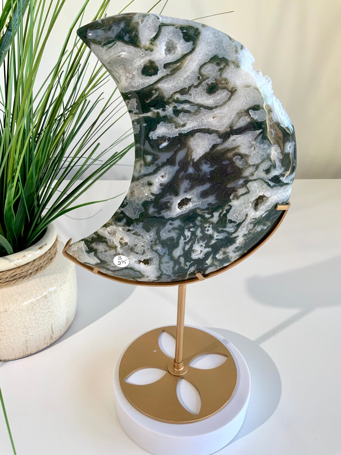 Beautiful Moss Agate Moon -03