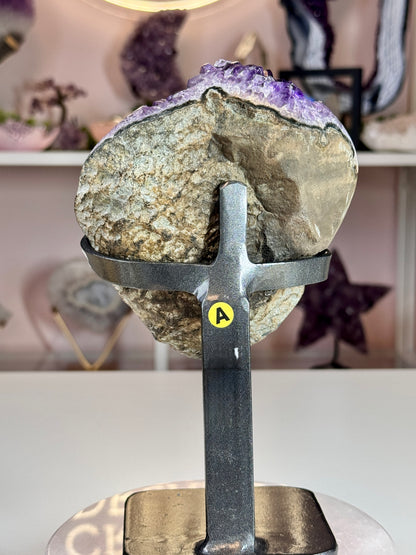Uruguay Amethyst with Stalactite Flower on Custom Stand