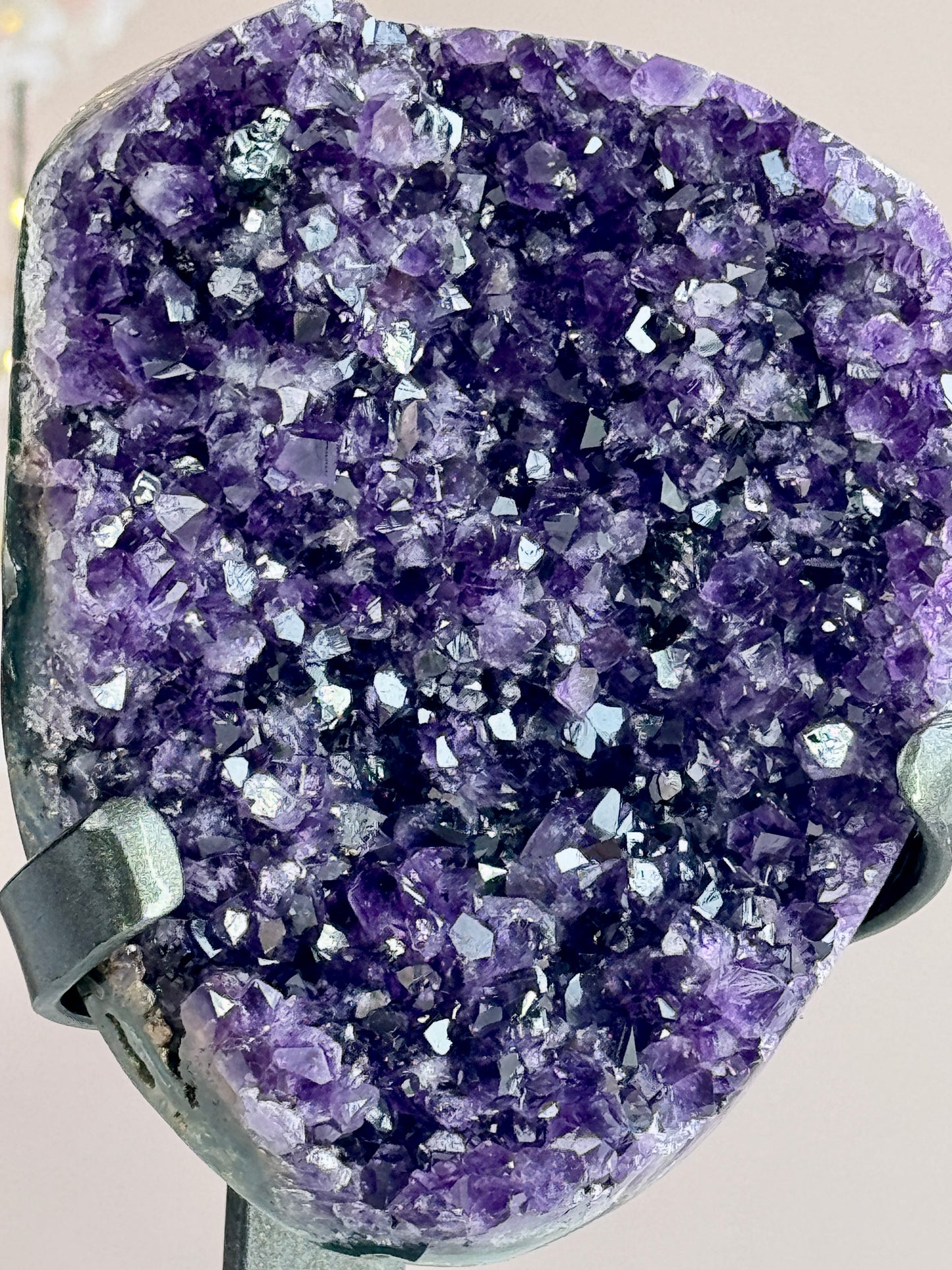 Uruguay Amethyst Druzy Cluster on Custom Stand