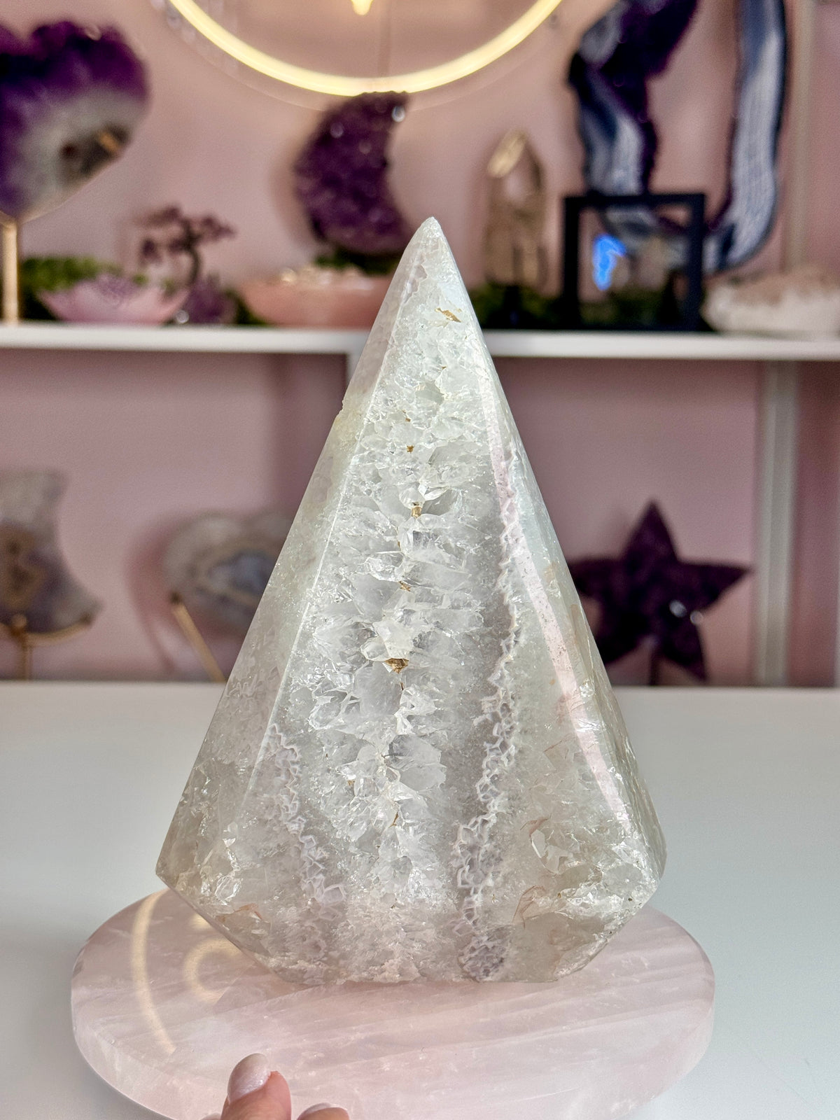 Amethyst & Agate Druzy Pyramid | Purple Crystal Pocket with Sugary Sparkle ⭐