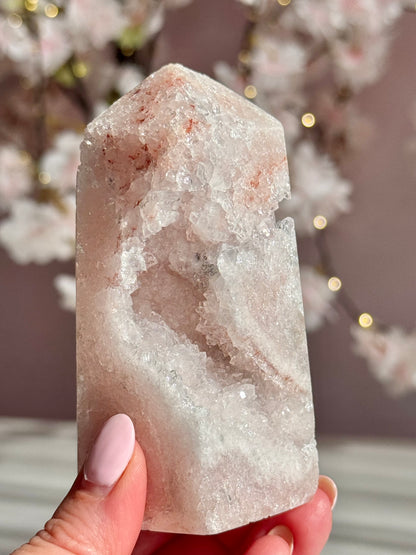 Soft Blush Pink Amethyst Druzy Tower