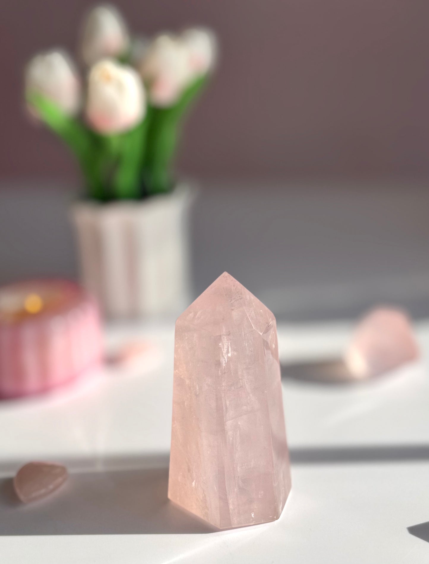 🌸 Rose Quartz Tower – Polished Point for Love & Calm- Q