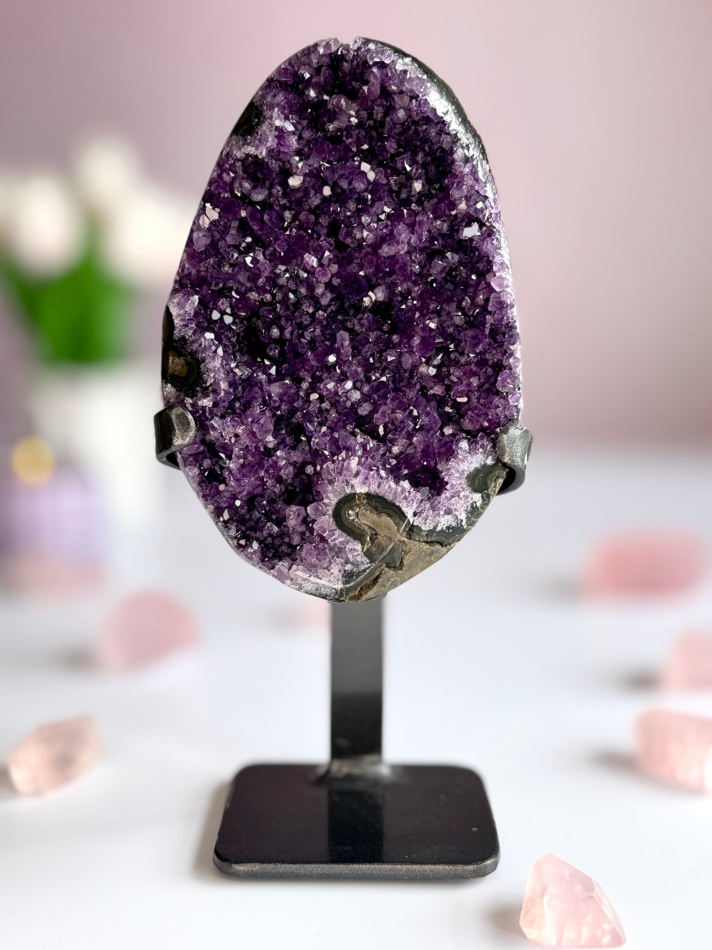 Amethyst Cluster from Uruguay on Custom Stand