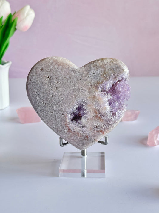 Pink Amethyst Heart with druzy