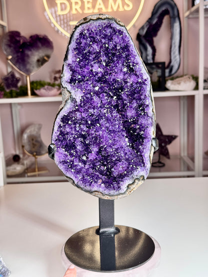 Uruguay Amethyst Geode on Stand | Deep Grape Jelly Purple | 13 Inches