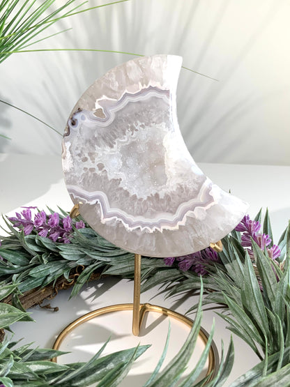 Agate Moon with Druzy -F